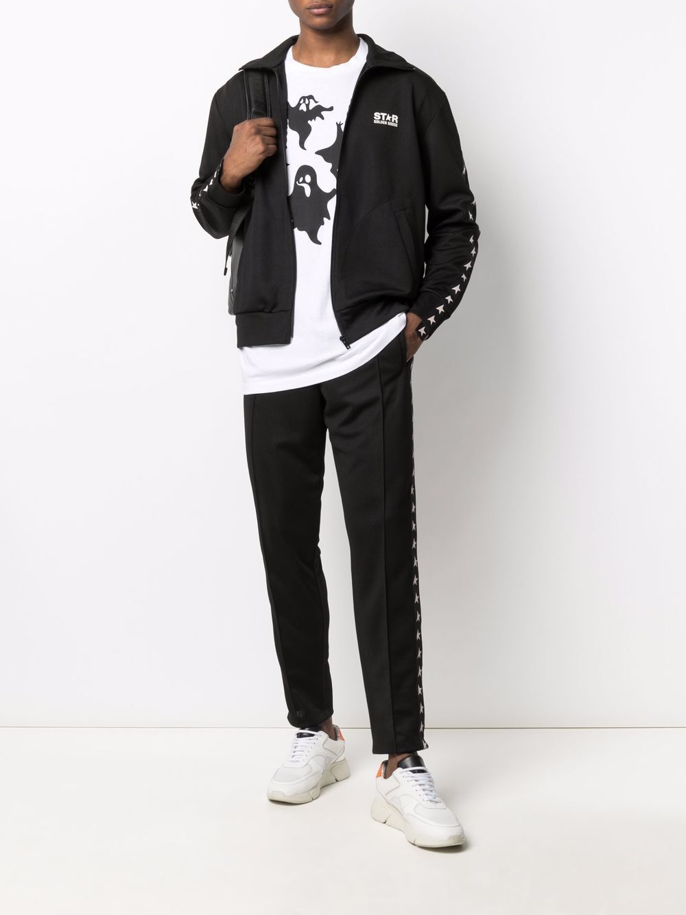 Black logo track trousers - men